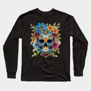 Sugar Skulls and Flowers Long Sleeve T-Shirt